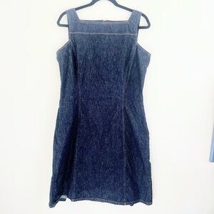 Ann Taylor Dark Blue tank Denim Midi Dress size 10